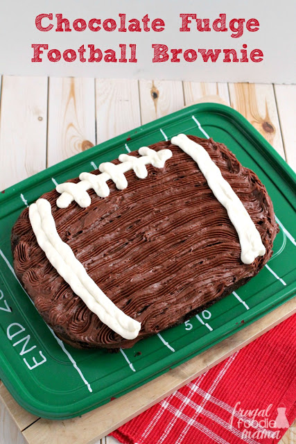 Football fudge brownie for a game day or Super Bowl party