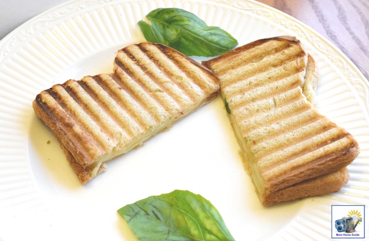 Grilled cheese with provolone, pepperjack cheese and basil