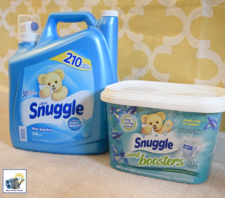 Snuggle® Ultra Blue Sparkle fabric conditioner and blue iris bliss® Snuggle Scent Boosters®