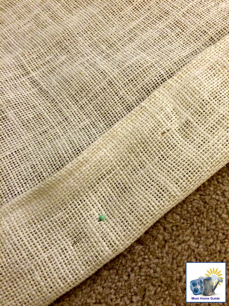 sewed hem on burlap curtain