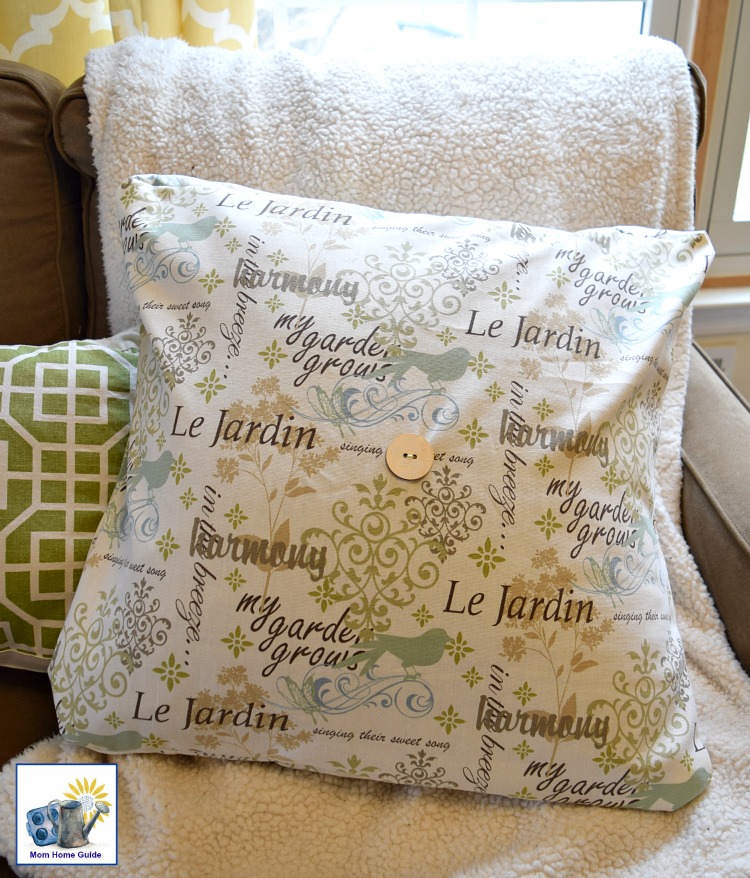 Envelope pillow cover with a French and garden print