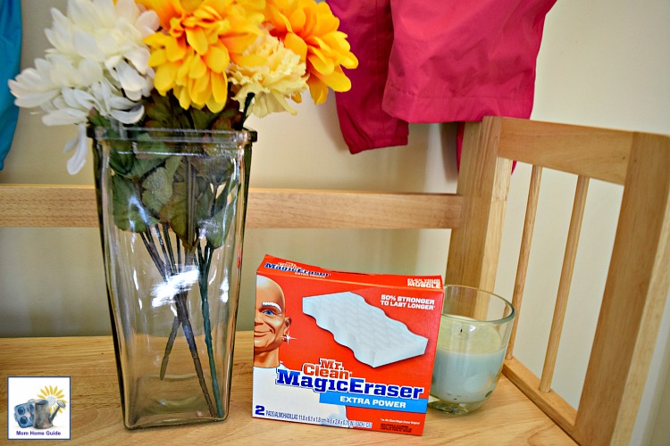 Use a Mr. Clean Magic Eraser to get a mud room area spring ready!