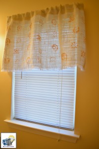 hand stenciled burlap valance