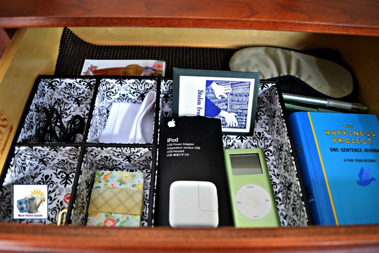 organized nightstand drawer
