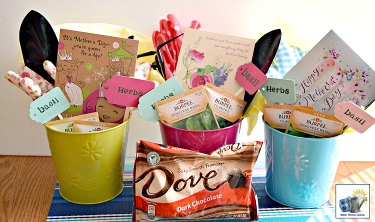 Gardening gift baskets for Mother's Day with Dove Promise and American Greetings cards