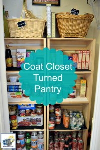 Check out this beautiful and easy way to convert an ordinary coat closet into a pantry! #organize #kitchen #pantry #closet
