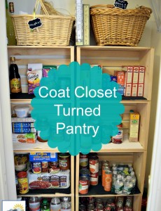Check out this beautiful and easy way to convert an ordinary coat closet into a pantry! #organize #kitchen #pantry #closet