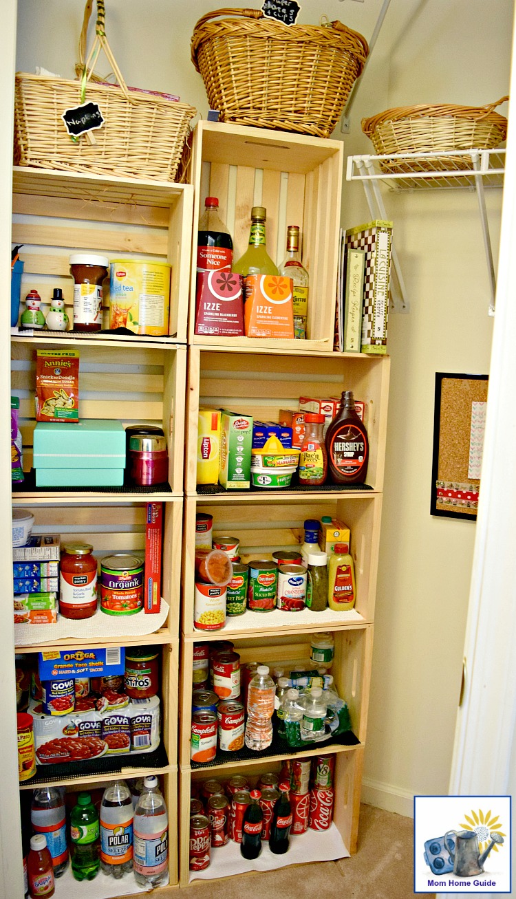 That start to our pantry organization. Crates/wood boxes with