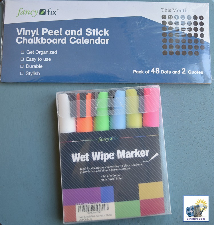 Wet wipe chalk markers and vinyl peel and stick chalkboard calendar