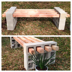DIY wood and cinder block bench by Fab Everyday