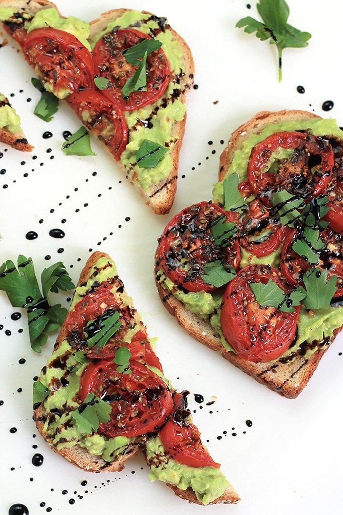 roasted tomato avocado toast