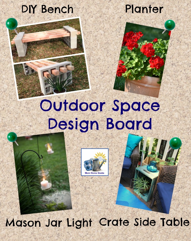 Curb appeal design board with container gardens for shade