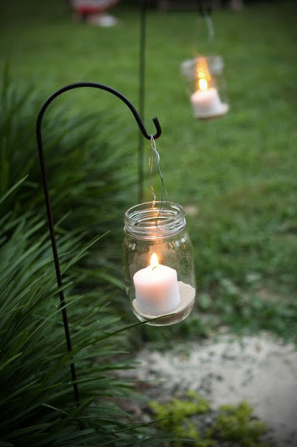 DIY hanging mason jar candle light for the garden or yard