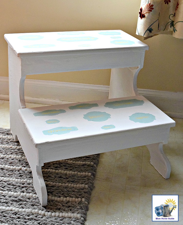 stenciled and painted herb plant stand