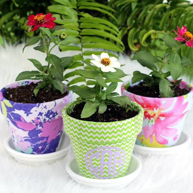 Monogrammed fabric pots