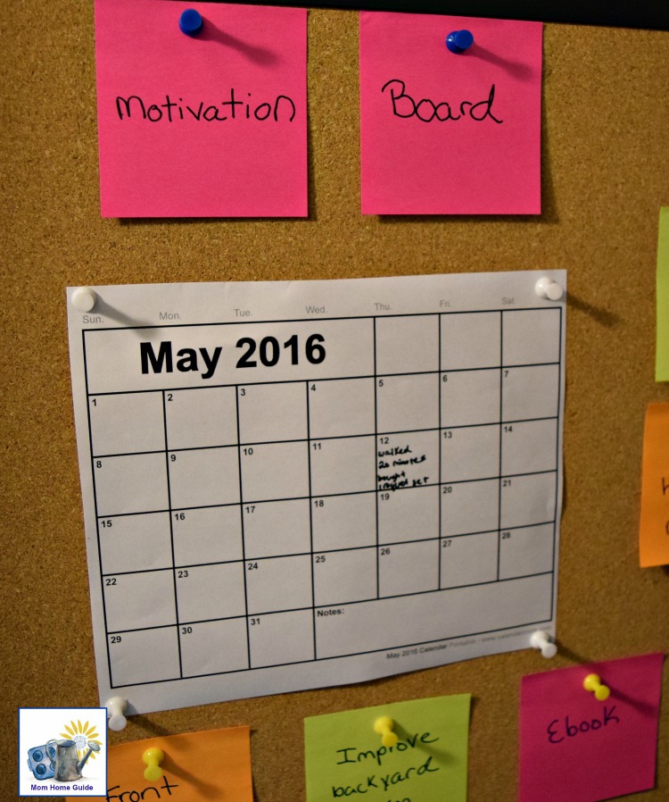 DIY motivation board with calendar