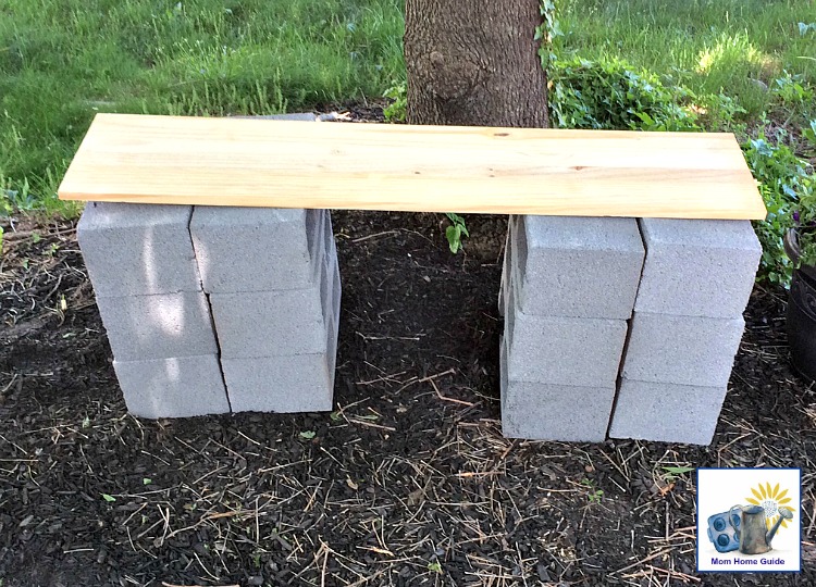 DIY wood and concrete block bench