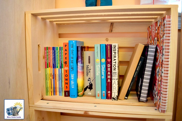 A few wooden crates screwed together make great bookshelves!