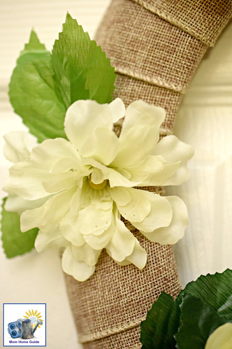 Pretty burlap and flower wreath