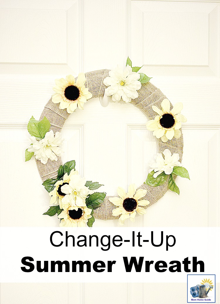 chnage-it-up seasonal summer burlap wreath with sunflowers
