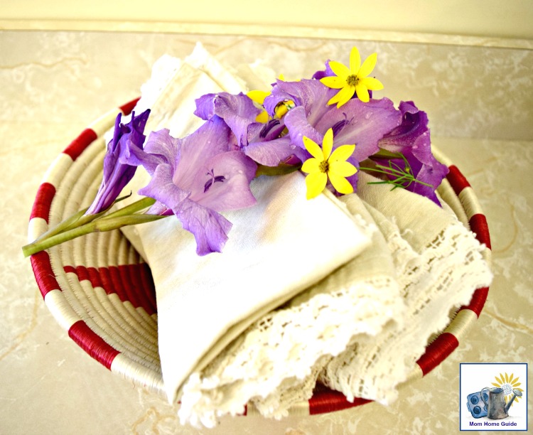 Cloth napkins are a pretty way to dress up a kitchen and to be more eco friendly!
