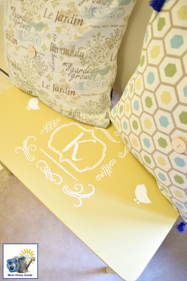 Old piano bench painted and stenciled with Chalkworthy chalk paint