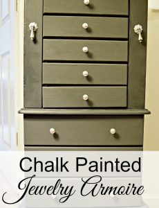 gray chalk painted jewelry armoire