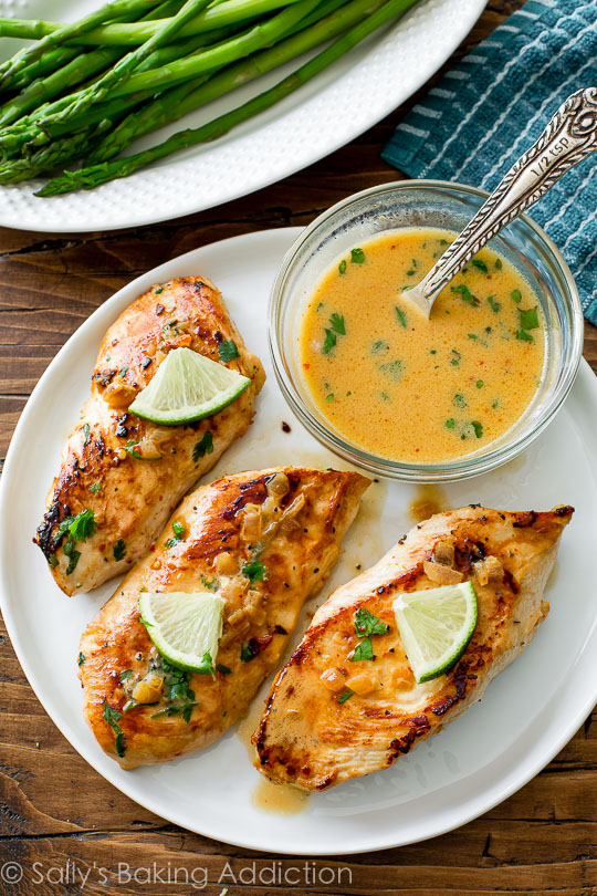 Skillet chicken with creamy cilantro lime sauce