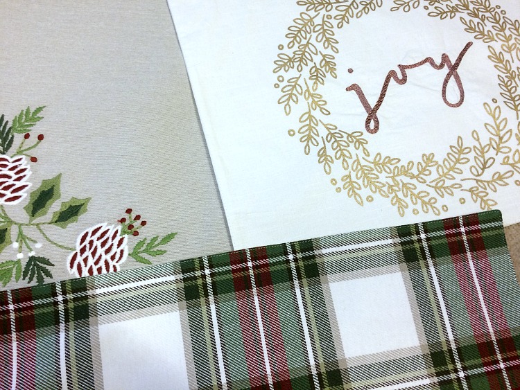 Christmas placemats from Target -- these double-sided fabric placemats are easy to convert into pillows