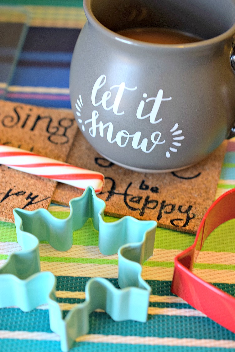 A coffee beverage cart stocked and decorated for Christmas and the holiday season