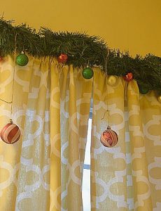 Christmas garland for a bathroom window for Christmas