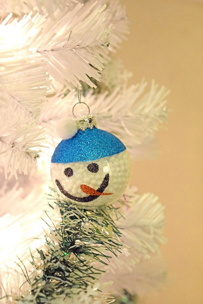cute snowman ornament -- perfect for a white Christmas tree!