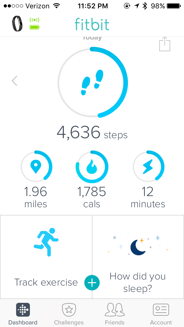 Fitbit app screen