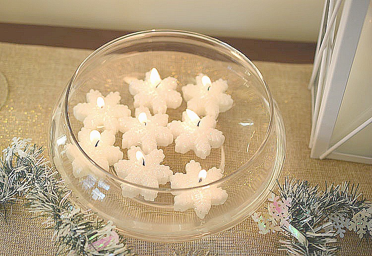 floating snowflake candles