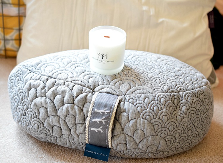 meditative pillow and soy candle
