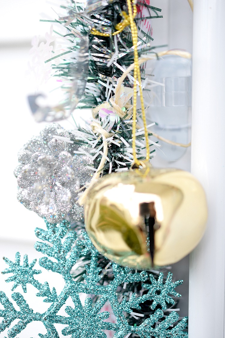 Blue, gold and silver front door Christmas decorations