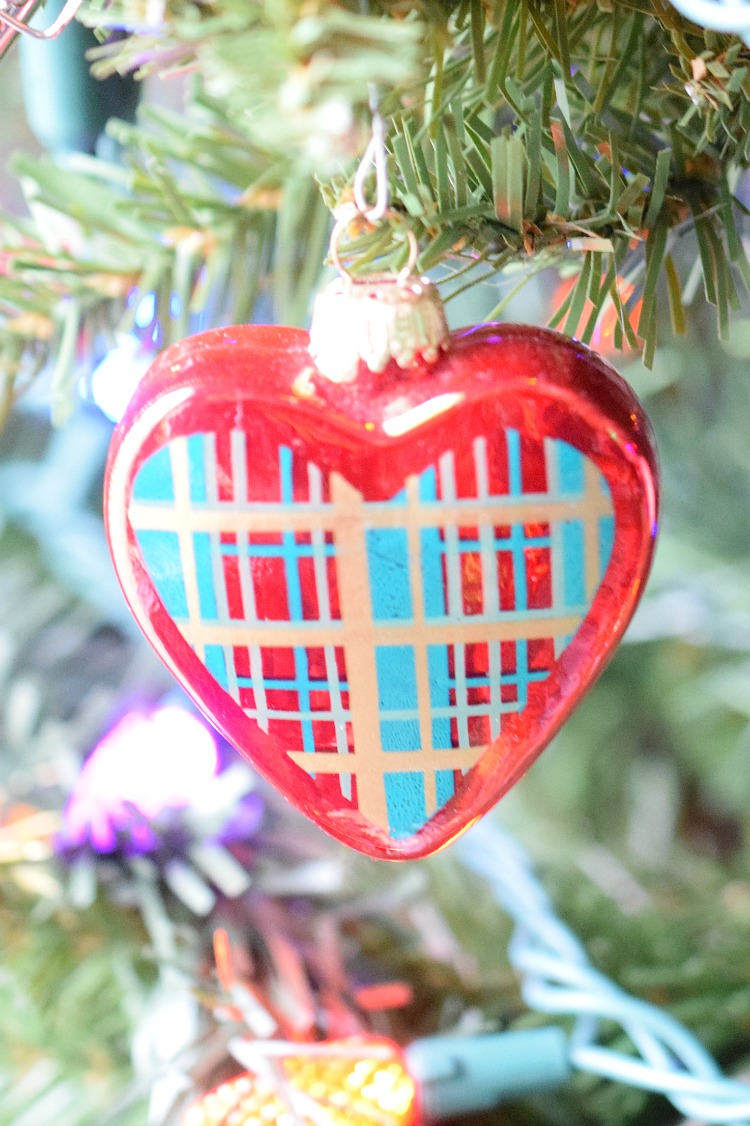 Plaid heart Christmas tree ornament