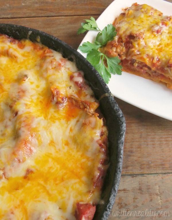 This easy skillet lasagna is cheesy and can be cooked in 20 minutes