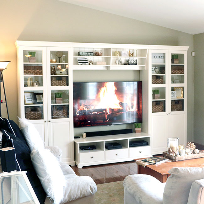 how to decorate a space around a TV