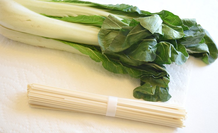 Boy choy and udon noodles