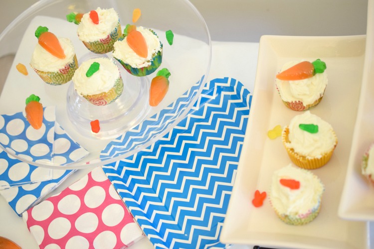 Cute spring and Easter cupcake table