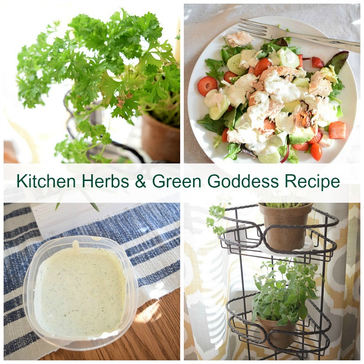 Kitchen herb garden and green goddess salad dressing recipe