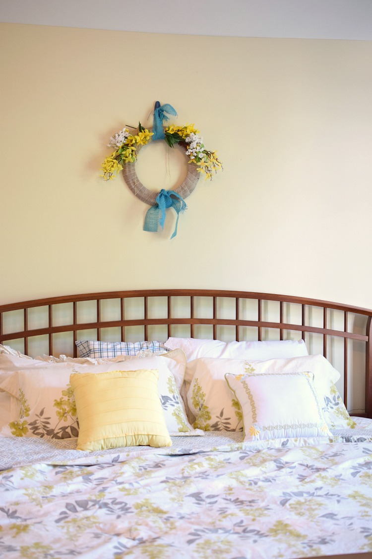 gray and yellow wisteria duvet cover and bedspread and pillowcases in yellow and gray