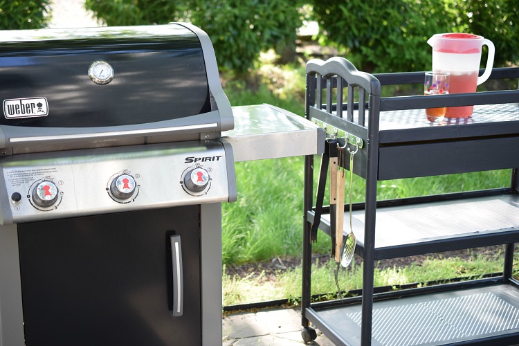 Grill and DIY grill utility cart made from a baby changing table