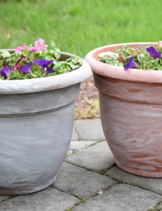 diy white washed patio pots