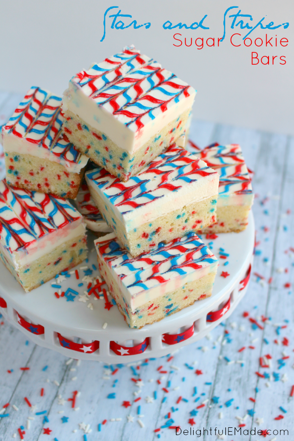 Stars and Stripes sugar cookie bar recipe by Delightful E Made
