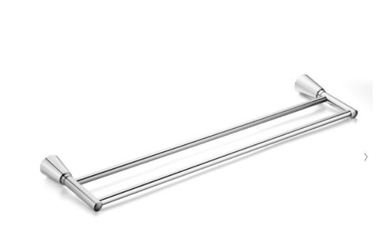 The Soma double towel bar in brushed nickel