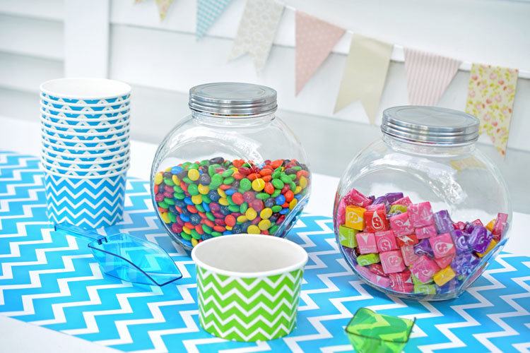 Colorful candy bar for a birthday or graduation party