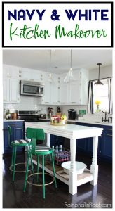 navy and white kitchen makeover by Rain on a Tin Roof