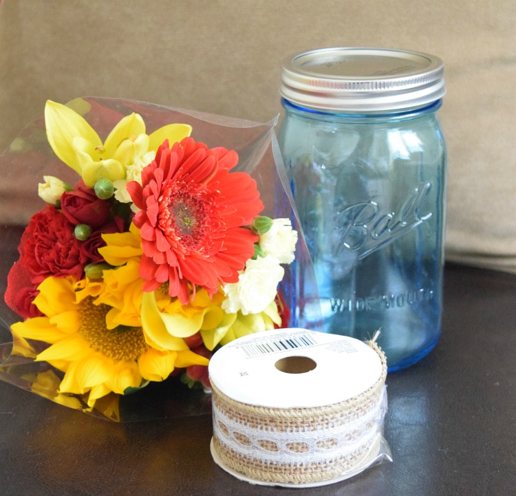 supplies for making a diy teacher appreciation mason jar bouquet gift